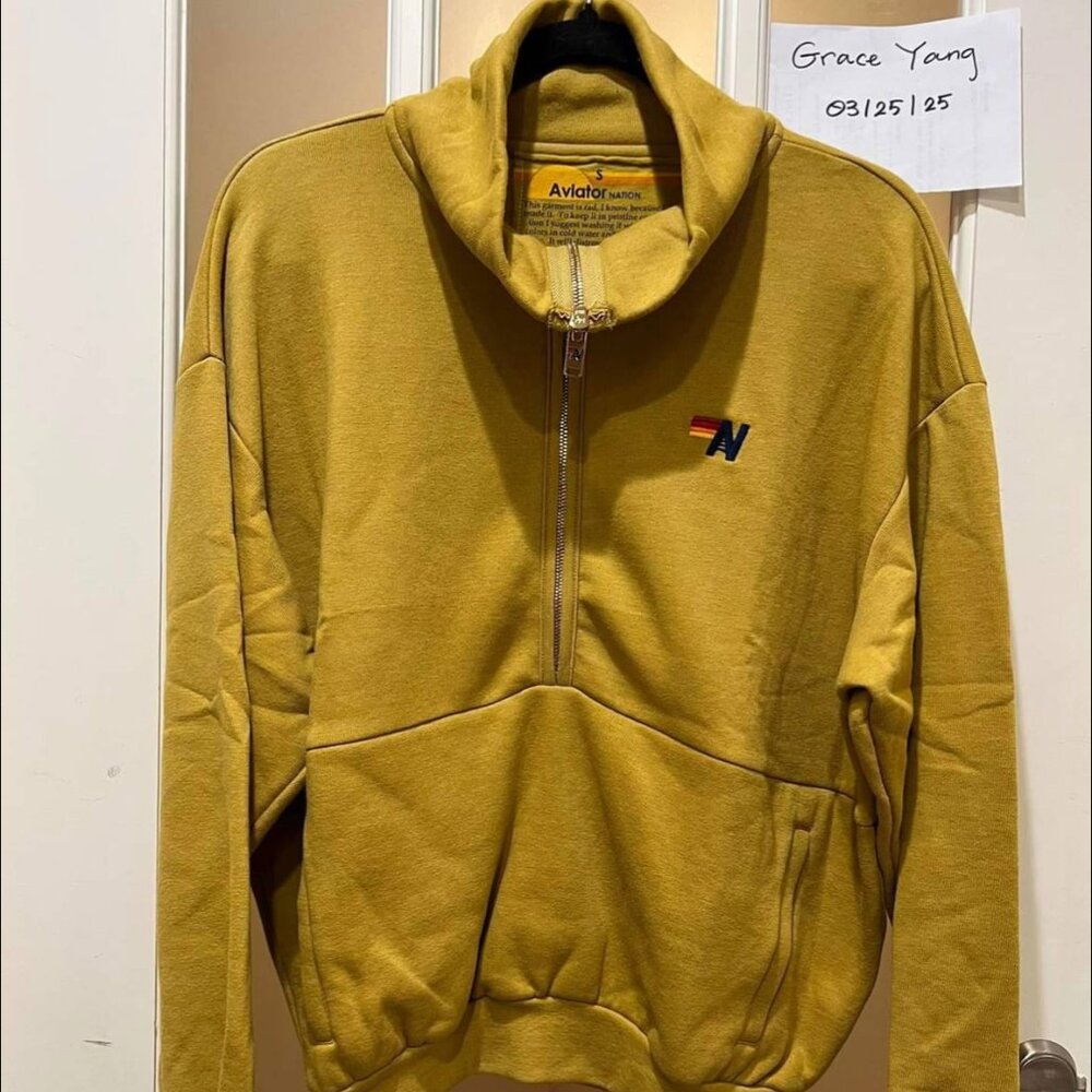 Aviator Nation NWOT Half Zip Logo Sweatshirt Size S